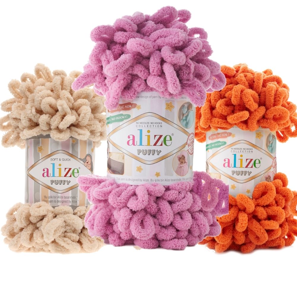 Alize Puffy Yarn, Finger Knitting